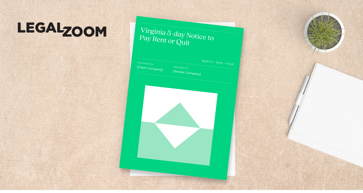 Virginia Fiveday Notice to Pay Rent or Quit Free Template LegalZoom